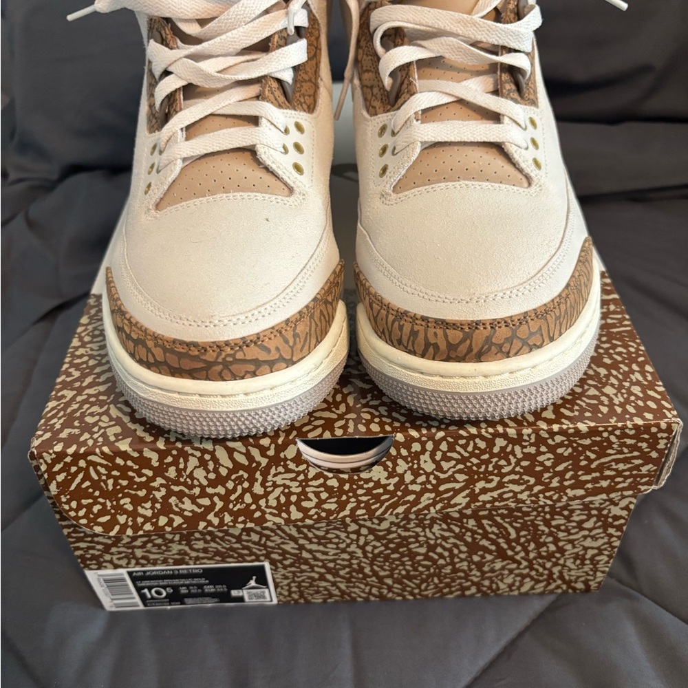 Reto Jordan 3’s Palomino Cream and Brown Sneakers